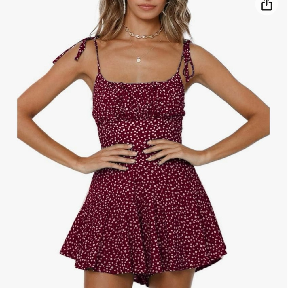 Women floral wide leg short romper spaghetti straps